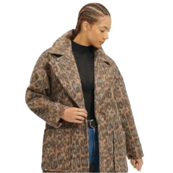 UGG Women's Hattie Long Oversized Coat Animal Print Novelty Size Médium - Picture 6 of 17